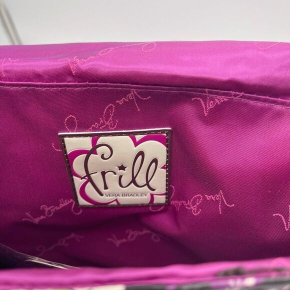 VERA BRADLEY Shoulder Purple Plum Petals Floral Frill Vinyl Messenger Bag NWOT - Picture 11 of 15